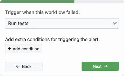 Screenshot of picking Workflow for GitHub Actions alert