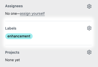Screenshot of the pull request label UI in GitHub