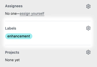 Screenshot of the pull request label UI in GitHub