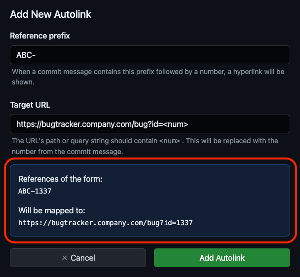 Example mapping for new autolink