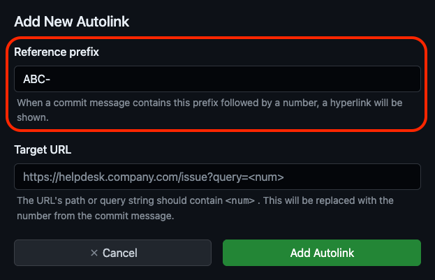 Choose autolink prefix