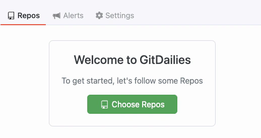 Choose GitHub repositories for GitDailies to follow