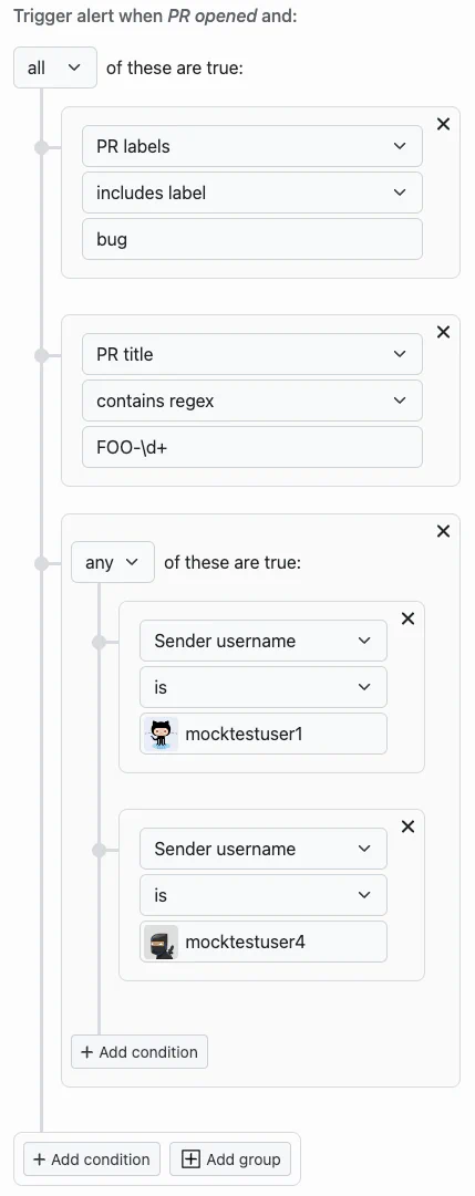 Choosing results for the PR Metrics explorer