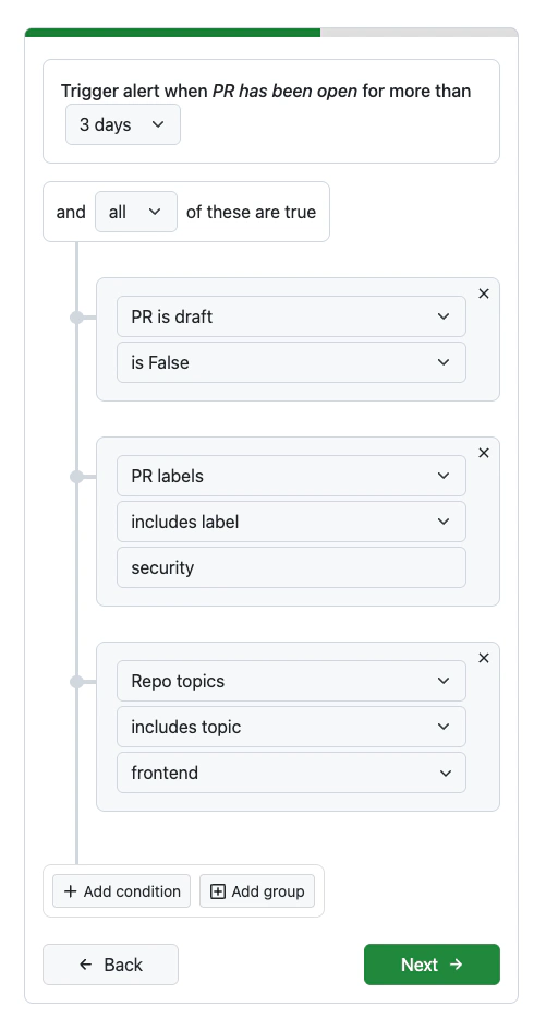 Screenshot of the Alert Expression Builder in GitDailies