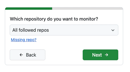 Screenshot of Alert trigger menu in GitDailies