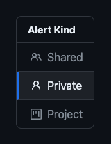 Screenshot of the Alert Kind menu in GitDailies