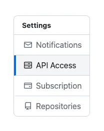 Screenshot of the API Settings link