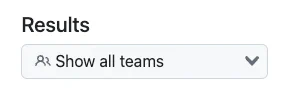 Choosing to view results for all teams