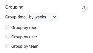 Grouping results in the PR Metrics explorer