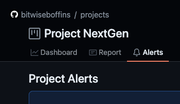 The Project Alerts tab in GitDailies
