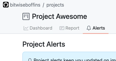 The Project Alerts tab in GitDailies