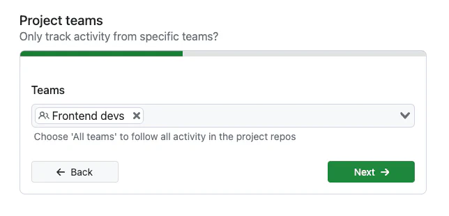 Select Teams for Project in GitDailies