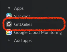Screenshot of the GitDailies App in Slack