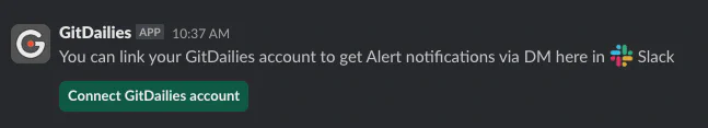 Screenshot of the GitDailies App in Slack