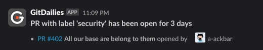 Tooltip showing a PR inactive for 2 weeks, 4 days